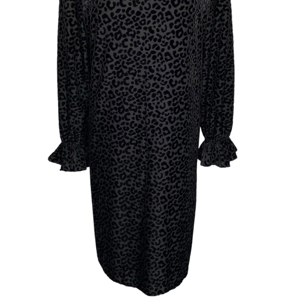 Nine West Shift Dress Black Leopard Print Velvet Burnout Size 16 Indie Witchy - Picture 7 of 16